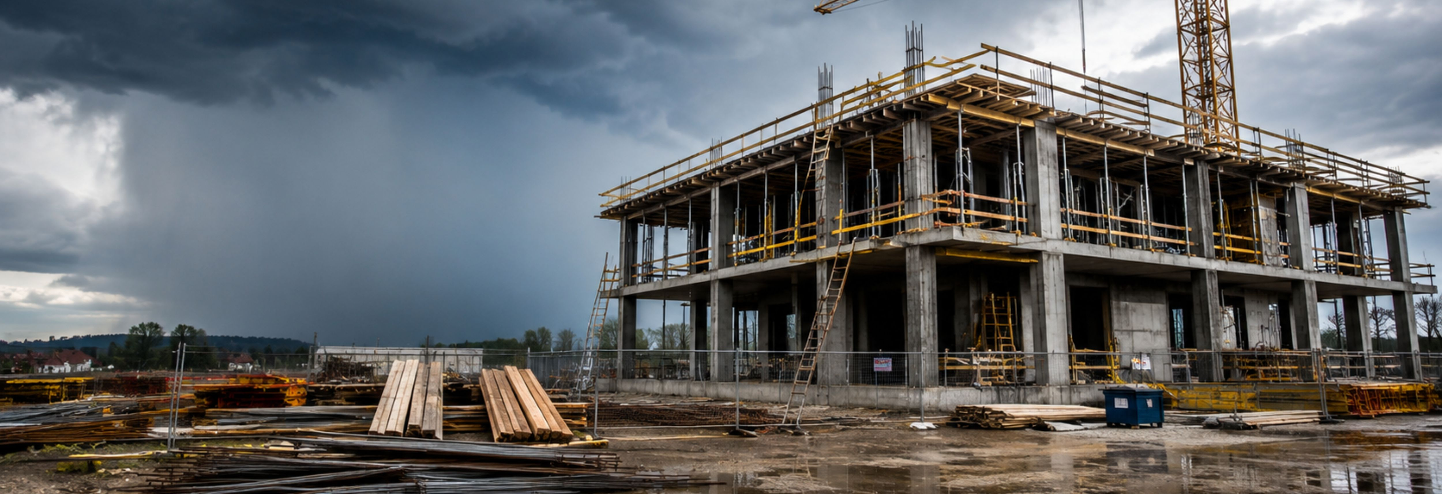 building construction with a storm