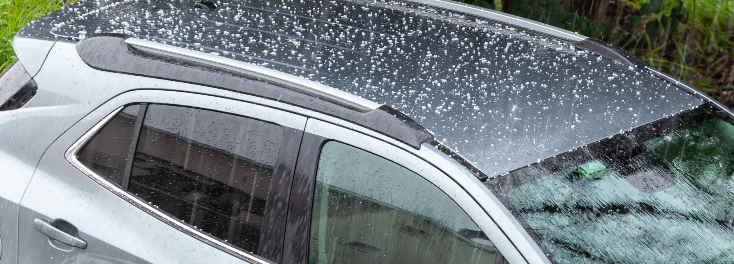 Hail on car roof